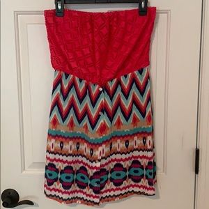 Hot pink strapless dress